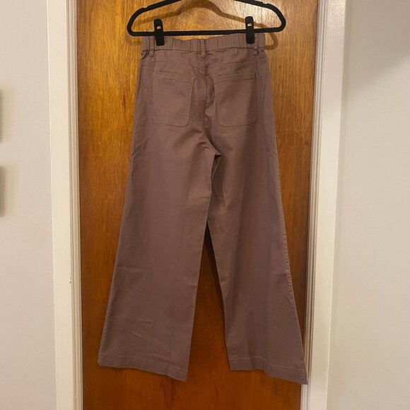 Deep Taupe Stretch Twill Wide Leg Pant - Picture 6 of 9